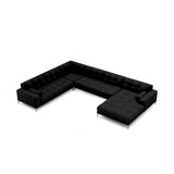 Bali 7-Sitzer Panorama Ecksofa, Linke Seite, aus Strukturierter Stoff in Schwarz (Neve 100), Beine aus Goldmetall, 327x256x75 cm von Cosmopolitan Design – Bild 1