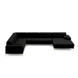 Bali 7-Sitzer Panorama Ecksofa, Linke Seite, aus Strukturierter Stoff in Schwarz (Neve 100), Beine aus Goldmetall, 327x256x75 cm von Cosmopolitan Design – Bild 3