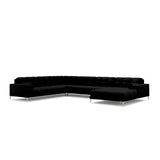 Bali 7-Sitzer Panorama Ecksofa, Linke Seite, aus Strukturierter Stoff in Schwarz (Neve 100), Beine aus Goldmetall, 327x256x75 cm von Cosmopolitan Design – Bild 4