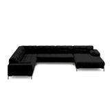 Bali 7-Sitzer Panorama Ecksofa, Linke Seite, aus Strukturierter Stoff in Schwarz (Neve 100), Beine aus Schwarzes Metall, 327x256x75 cm von Cosmopolitan Design – Bild 3