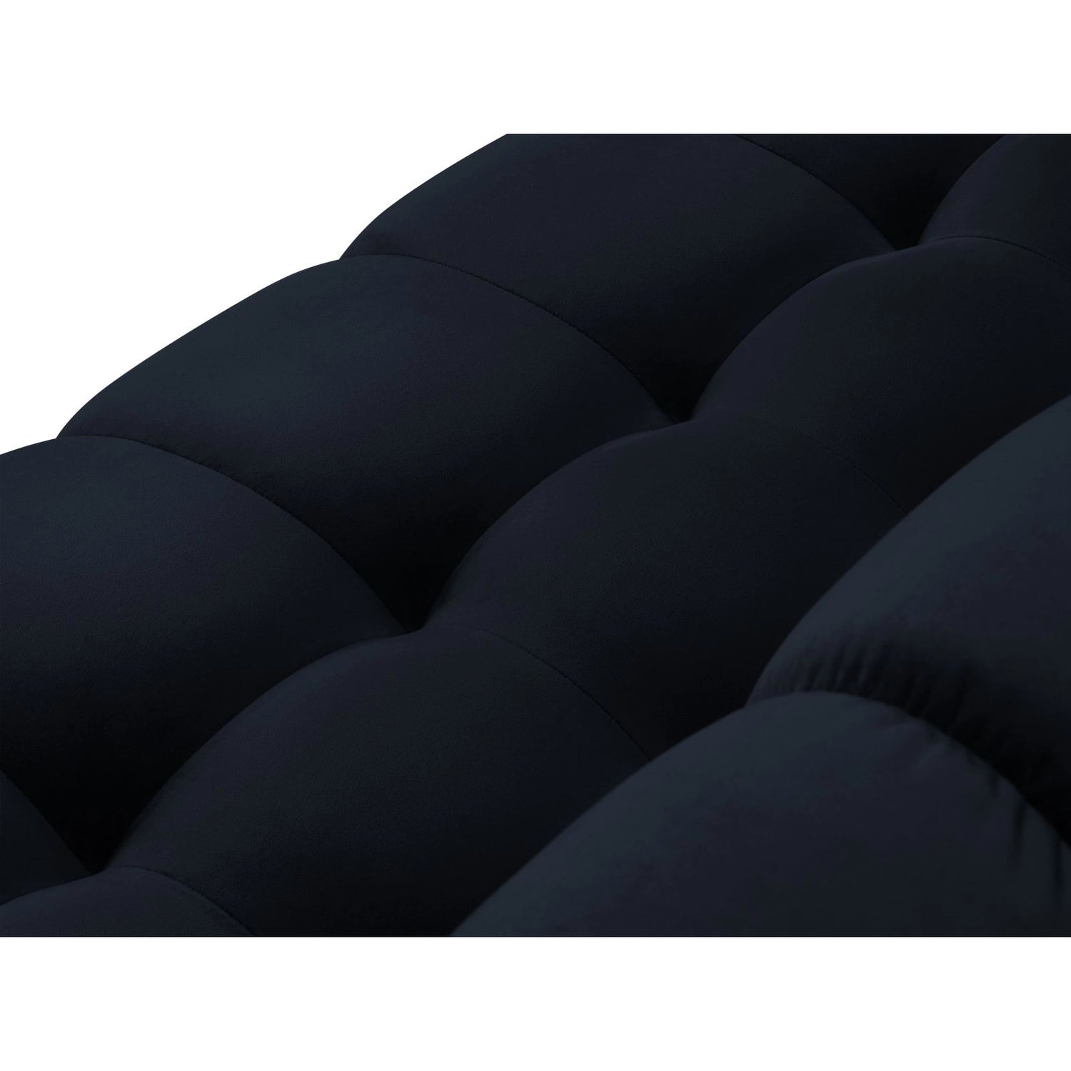 Bali 7-Sitzer Panorama Ecksofa, Rechte Seite, aus Samt in Dunkelblau (Bluvel 89), Beine aus Schwarzes Metall, 327x256x75 cm von Cosmopolitan Design – Bild 5