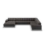 Bali 7-Sitzer Panorama Ecksofa, Rechte Seite, aus Samt in Dunkelgrau (Bluvel 18), Beine aus Schwarzes Metall, 327x256x75 cm von Cosmopolitan Design – Bild 3