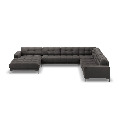 Bali 7-Sitzer Panorama Ecksofa, Rechte Seite, aus Samt in Dunkelgrau (Bluvel 18), Beine aus Schwarzes Metall, 327x256x75 cm von Cosmopolitan Design – Bild 3
