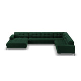 Bali 7-Sitzer Panorama Ecksofa, Rechte Seite, aus Samt in Flaschengrün (Bluvel 78), Beine aus Schwarzes Metall, 327x256x75 cm von Cosmopolitan Design – Bild 3