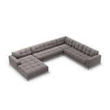 Bali 7-Sitzer Panorama Ecksofa, Rechte Seite, aus Samt in Hellgrau (Bluvel 13), Beine aus Schwarzes Metall, 327x256x75 cm von Cosmopolitan Design – Bild 1