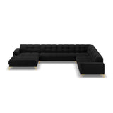 Bali 7-Sitzer Panorama Ecksofa, Rechte Seite, aus Samt in Schwarz (Bluvel 19), Beine aus Goldmetall, 327x256x75 cm von Cosmopolitan Design – Bild 3