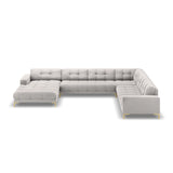 Bali 7-Sitzer Panorama Ecksofa, Rechte Seite, aus Samt in Silber (Bluvel 03), Beine aus Goldmetall, 327x256x75 cm von Cosmopolitan Design – Bild 3
