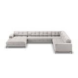 Bali 7-Sitzer Panorama Ecksofa, Rechte Seite, aus Samt in Silber (Bluvel 03), Beine aus Schwarzes Metall, 327x256x75 cm von Cosmopolitan Design – Bild 3