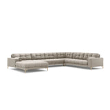 Bali 7-Sitzer Panorama Ecksofa, Rechte Seite, aus Strukturierter Stoff in Beige (Neve 04), Beine aus Goldmetall, 327x256x75 cm von Cosmopolitan Design – Bild 4