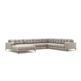 Bali 7-Sitzer Panorama Ecksofa, Rechte Seite, aus Strukturierter Stoff in Beige (Neve 04), Beine aus Schwarzes Metall, 327x256x75 cm von Cosmopolitan Design – Bild 4