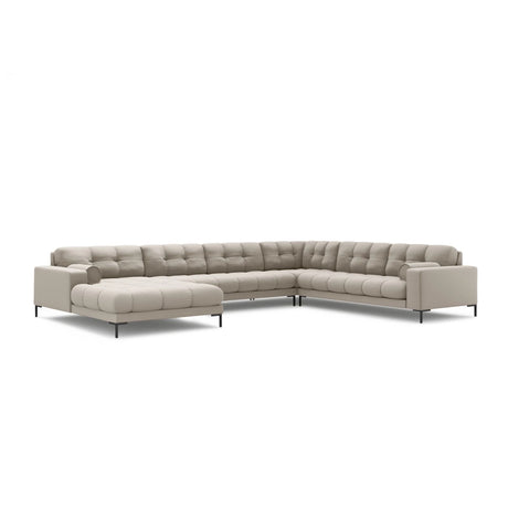 Bali 7-Sitzer Panorama Ecksofa, Rechte Seite, aus Strukturierter Stoff in Beige (Neve 04), Beine aus Schwarzes Metall, 327x256x75 cm von Cosmopolitan Design – Bild 4