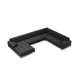 Bali 7-Sitzer Panorama Ecksofa, Rechte Seite, aus Strukturierter Stoff in Dunkelgrau (Neve 97), Beine aus Goldmetall, 327x256x75 cm von Cosmopolitan Design – Bild 1