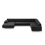 Bali 7-Sitzer Panorama Ecksofa, Rechte Seite, aus Strukturierter Stoff in Dunkelgrau (Neve 97), Beine aus Goldmetall, 327x256x75 cm von Cosmopolitan Design – Bild 3