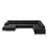Bali 7-Sitzer Panorama Ecksofa, Rechte Seite, aus Strukturierter Stoff in Dunkelgrau (Neve 97), Beine aus Schwarzes Metall, 327x256x75 cm von Cosmopolitan Design – Bild 3