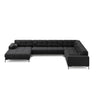 Bali 7-Sitzer Panorama Ecksofa, Rechte Seite, aus Strukturierter Stoff in Dunkelgrau (Neve 97), Beine aus Schwarzes Metall, 327x256x75 cm von Cosmopolitan Design – Bild 3