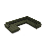 Bali 7-Sitzer Panorama Ecksofa, Rechte Seite, aus Strukturierter Stoff in Grün (Neve 39), Beine aus Goldmetall, 327x256x75 cm von Cosmopolitan Design – Bild 1