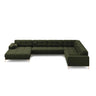 Bali 7-Sitzer Panorama Ecksofa, Rechte Seite, aus Strukturierter Stoff in Grün (Neve 39), Beine aus Goldmetall, 327x256x75 cm von Cosmopolitan Design – Bild 3