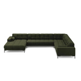 Bali 7-Sitzer Panorama Ecksofa, Rechte Seite, aus Strukturierter Stoff in Grün (Neve 39), Beine aus Schwarzes Metall, 327x256x75 cm von Cosmopolitan Design – Bild 3