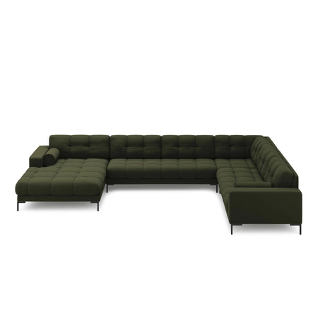 Bali 7-Sitzer Panorama Ecksofa, Rechte Seite, aus Strukturierter Stoff in Grün (Neve 39), Beine aus Schwarzes Metall, 327x256x75 cm von Cosmopolitan Design – Bild 3