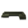 Bali 7-Sitzer Panorama Ecksofa, Rechte Seite, aus Strukturierter Stoff in Grün (Neve 39), Beine aus Schwarzes Metall, 327x256x75 cm von Cosmopolitan Design – Bild 3