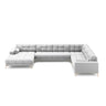 Bali 7-Sitzer Panorama Ecksofa, Rechte Seite, aus Strukturierter Stoff in Hellgrau (Neve 80), Beine aus Goldmetall, 327x256x75 cm von Cosmopolitan Design – Bild 3