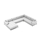 Bali 7-Sitzer Panorama Ecksofa, Rechte Seite, aus Strukturierter Stoff in Hellgrau (Neve 80), Beine aus Schwarzes Metall, 327x256x75 cm von Cosmopolitan Design – Bild 1