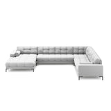 Bali 7-Sitzer Panorama Ecksofa, Rechte Seite, aus Strukturierter Stoff in Hellgrau (Neve 80), Beine aus Schwarzes Metall, 327x256x75 cm von Cosmopolitan Design – Bild 3