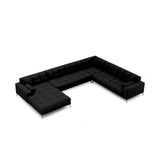Bali 7-Sitzer Panorama Ecksofa, Rechte Seite, aus Strukturierter Stoff in Schwarz (Neve 100), Beine aus Goldmetall, 327x256x75 cm von Cosmopolitan Design – Bild 1