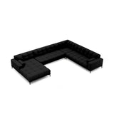 Bali 7-Sitzer Panorama Ecksofa, Rechte Seite, aus Strukturierter Stoff in Schwarz (Neve 100), Beine aus Schwarzes Metall, 327x256x75 cm von Cosmopolitan Design – Bild 1