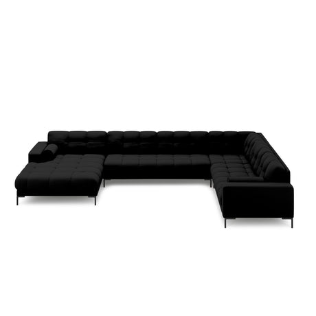Bali 7-Sitzer Panorama Ecksofa, Rechte Seite, aus Strukturierter Stoff in Schwarz (Neve 100), Beine aus Schwarzes Metall, 327x256x75 cm von Cosmopolitan Design – Bild 3