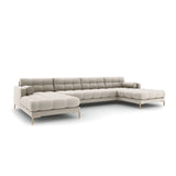 Bali 7-Sitzer Panorama Sofa aus Strukturierter Stoff in Beige (Neve 04), Beine in Goldmetall, 383x185x75 cm von Cosmopolitan Design – Bild 3
