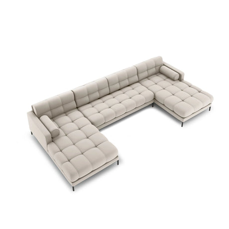 Bali 7-Sitzer Panorama Sofa aus Strukturierter Stoff in Beige (Neve 04), Beine in Schwarzes Metall, 383x185x75 cm von Cosmopolitan Design – Bild 1