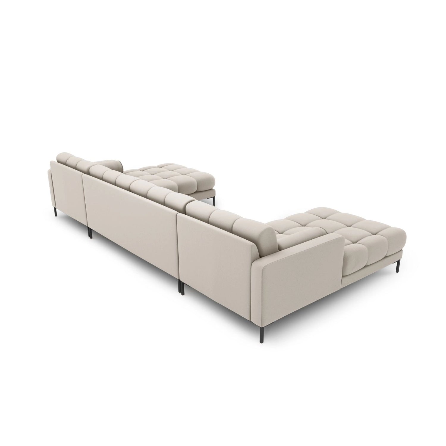 Bali 7-Sitzer Panorama Sofa aus Strukturierter Stoff in Beige (Neve 04), Beine in Schwarzes Metall, 383x185x75 cm von Cosmopolitan Design – Bild 4