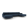 Bali 7-Sitzer Panorama Sofa aus Strukturierter Stoff in Blau (Neve 77), Beine in Goldmetall, 383x185x75 cm von Cosmopolitan Design – Bild 3