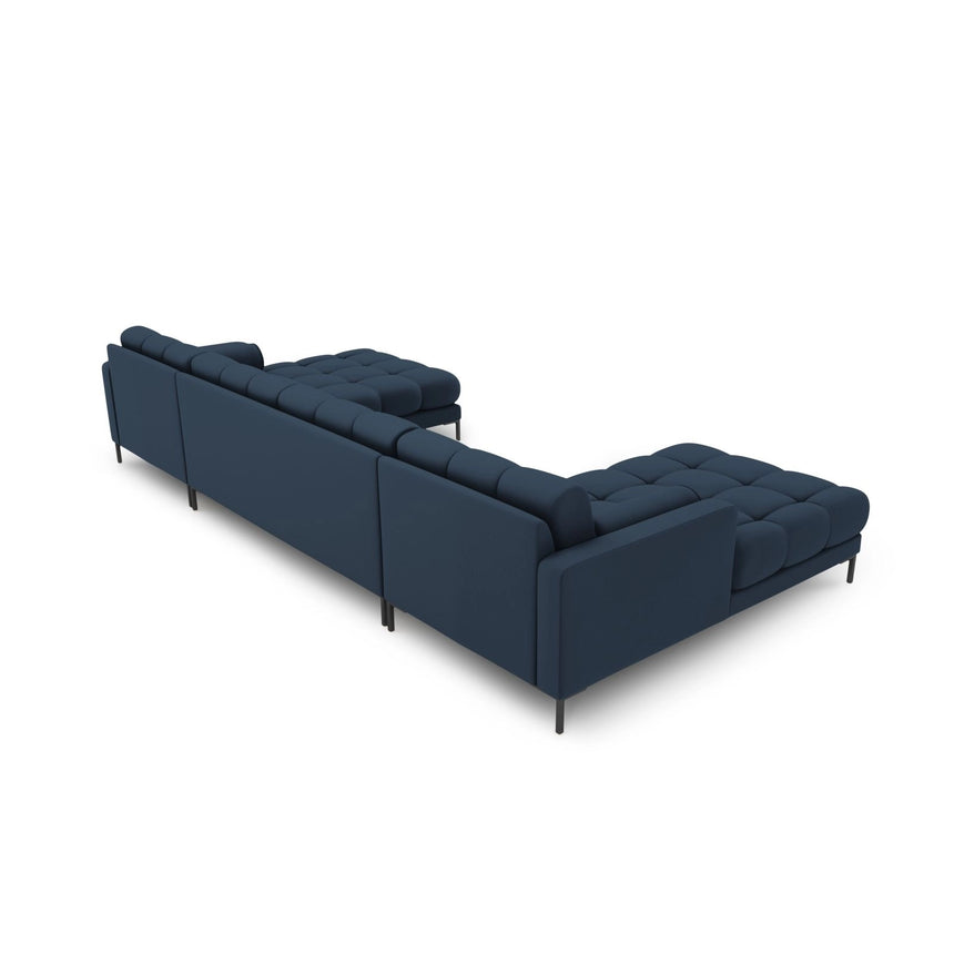 Bali 7-Sitzer Panorama Sofa aus Strukturierter Stoff in Blau (Neve 77), Beine in Schwarzes Metall, 383x185x75 cm von Cosmopolitan Design – Bild 4