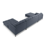Bali 7-Sitzer Panorama Sofa aus Strukturierter Stoff in Dunkelblau (Nea 86), Beine in Schwarzes Metall, 383x185x75 cm von Cosmopolitan Design – Bild 5