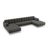 Bali 7-Sitzer Panorama Sofa aus Strukturierter Stoff in Dunkelgrau (Nea 16), Beine in Goldmetall, 383x185x75 cm von Cosmopolitan Design – Bild 4