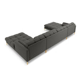 Bali 7-Sitzer Panorama Sofa aus Strukturierter Stoff in Dunkelgrau (Nea 16), Beine in Goldmetall, 383x185x75 cm von Cosmopolitan Design – Bild 5
