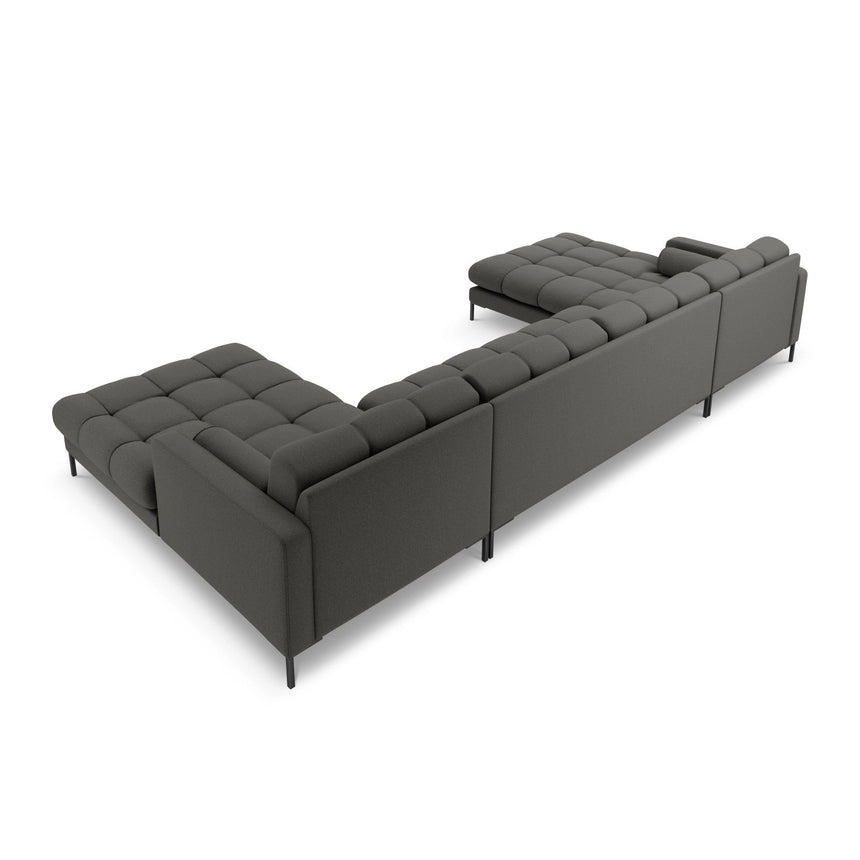Bali 7-Sitzer Panorama Sofa aus Strukturierter Stoff in Dunkelgrau (Nea 16), Beine in Schwarzes Metall, 383x185x75 cm von Cosmopolitan Design – Bild 5