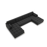 Bali 7-Sitzer Panorama Sofa aus Strukturierter Stoff in Dunkelgrau (Neve 97), Beine in Goldmetall, 383x185x75 cm von Cosmopolitan Design – Bild 1