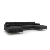 Bali 7-Sitzer Panorama Sofa aus Strukturierter Stoff in Dunkelgrau (Neve 97), Beine in Goldmetall, 383x185x75 cm von Cosmopolitan Design – Bild 3