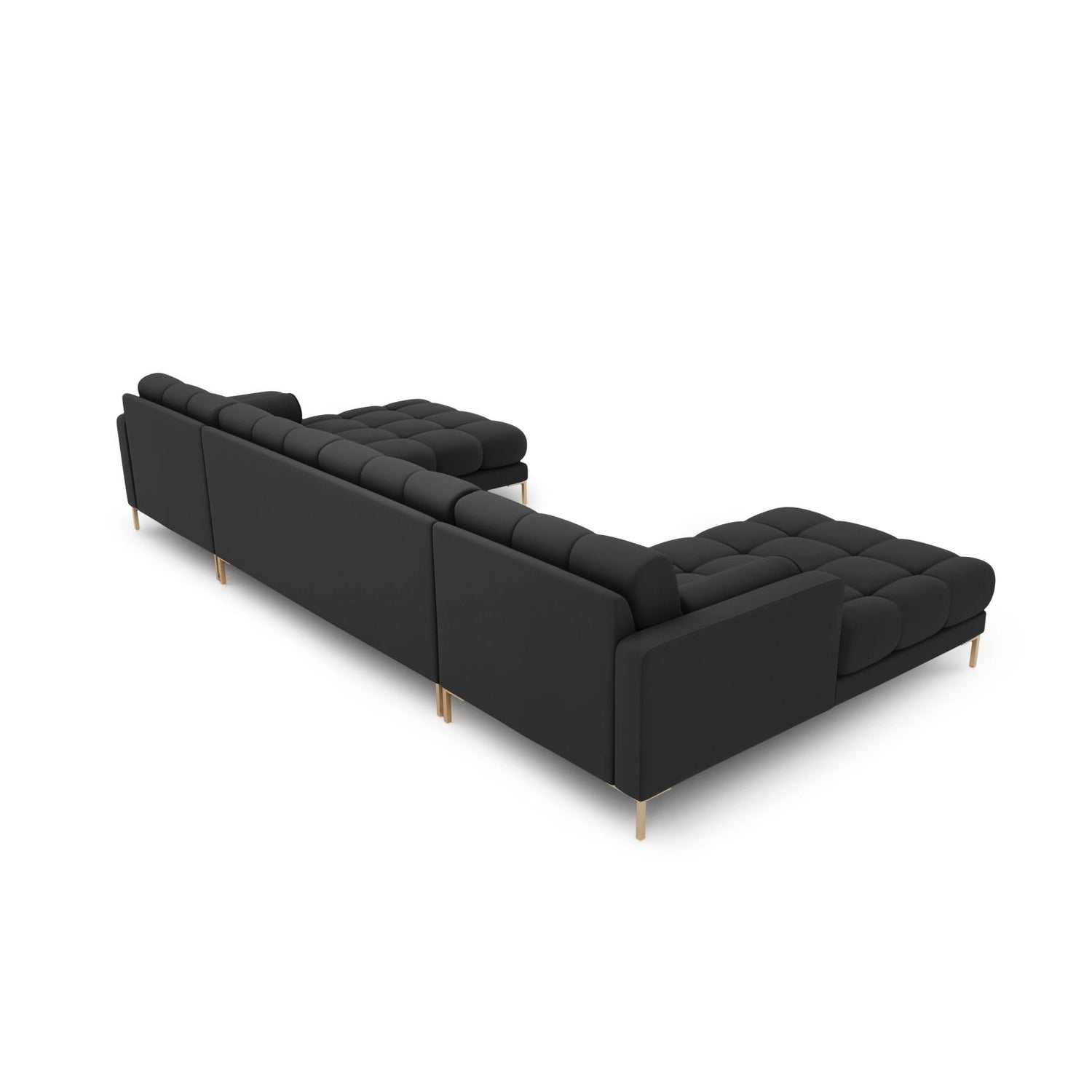 Bali 7-Sitzer Panorama Sofa aus Strukturierter Stoff in Dunkelgrau (Neve 97), Beine in Goldmetall, 383x185x75 cm von Cosmopolitan Design – Bild 4