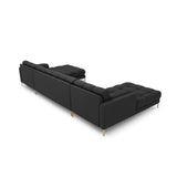 Bali 7-Sitzer Panorama Sofa aus Strukturierter Stoff in Dunkelgrau (Neve 97), Beine in Goldmetall, 383x185x75 cm von Cosmopolitan Design – Bild 4
