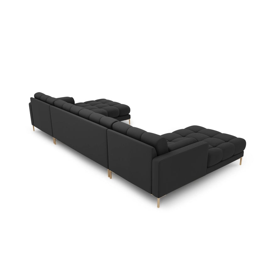Bali 7-Sitzer Panorama Sofa aus Strukturierter Stoff in Dunkelgrau (Neve 97), Beine in Goldmetall, 383x185x75 cm von Cosmopolitan Design – Bild 4