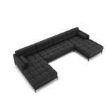 Bali 7-Sitzer Panorama Sofa aus Strukturierter Stoff in Dunkelgrau (Neve 97), Beine in Schwarzes Metall, 383x185x75 cm von Cosmopolitan Design – Bild 1