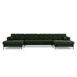 Bali 7-Sitzer Panorama Sofa aus Strukturierter Stoff in Dunkelgrün (Nea 78), Beine in Schwarzes Metall, 383x185x75 cm von Cosmopolitan Design – Bild 1