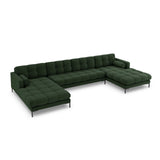 Bali 7-Sitzer Panorama Sofa aus Strukturierter Stoff in Dunkelgrün (Nea 78), Beine in Schwarzes Metall, 383x185x75 cm von Cosmopolitan Design – Bild 4
