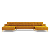 Bali 7-Sitzer Panorama Sofa aus Strukturierter Stoff in Gelb (Nea 66), Beine in Goldmetall, 383x185x75 cm von Cosmopolitan Design – Bild 1