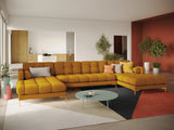 Bali 7-Sitzer Panorama Sofa aus Strukturierter Stoff in Gelb (Nea 66), Beine in Goldmetall, 383x185x75 cm von Cosmopolitan Design – Bild 2