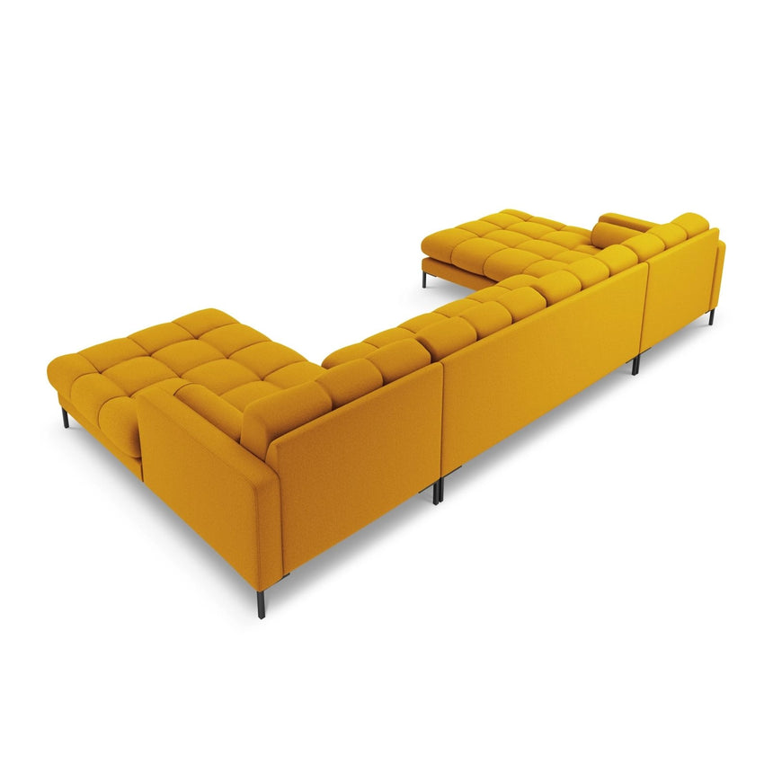 Bali 7-Sitzer Panorama Sofa aus Strukturierter Stoff in Gelb (Nea 66), Beine in Schwarzes Metall, 383x185x75 cm von Cosmopolitan Design – Bild 5